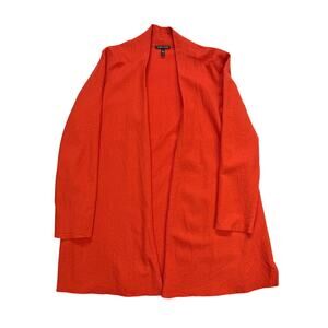 Eileen Fisher Wool Open Front Cardigan | Orange | Size L | Minimalist Layer